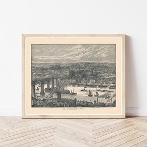 Newcastle upon Tyne United Kingdom View 1892 Engraving Illustration | Fine Art Print