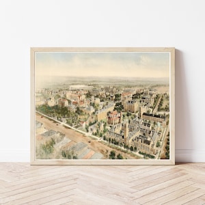 Princeton University New Jersey View 1920 Lithograph Illustration | Fine Art Print