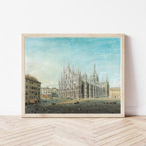 Piazza del Duomo Milan Italy View Circa 1850 Oil Painting | Fine Art Print