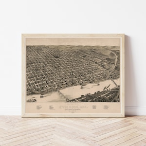 Little Rock Arkansas 1887 Vogelansicht Karte | Fine Art Druck