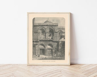 Church of the Holy Sepulchre Jerusalem Israel 1885 Engraving Fine Art Print