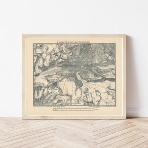 Matterhorn & Zermatt Switzerland 1913 Map | Fine Art Print