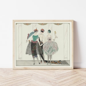 Art Deco 1920&#39;s Fashion & Style Illustration, Flapper Fashion Art 1920 Lithograph | Fine Art Print