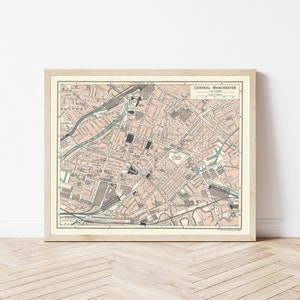 Manchester Vereinigtes Königreich 1924 Karte | Fine Art Druck