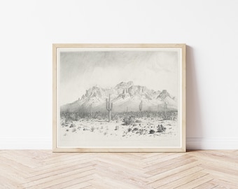 Phoenix Arizona Superstition Mountains 1929 Etching | Fine Art