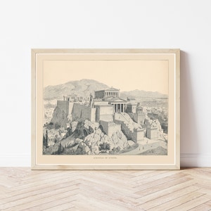 Acropolis of Athens, Ancient Athens Greece, 1885 Engraving Illustration | Fine Art Print