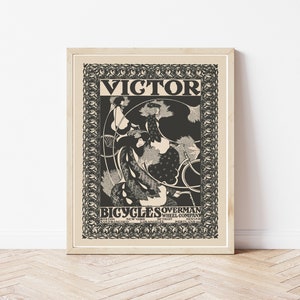 Art Nouveau Cycling Poster, Victor Bicycles 1895 Advertisement | Fine Art Print