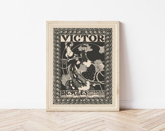 Art Nouveau Cycling Poster, Victor Bicycles 1895 Advertisement | Fine Art Print