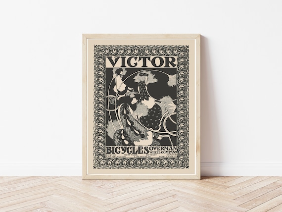 Art Nouveau Cycling Poster, Victor Bicycles 1895 Advertisement | Fine Art Print