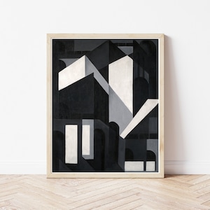 Early Midcentury Modern Geometric Art Abstract Cityscape 1923 Painting | Fine Art Print
