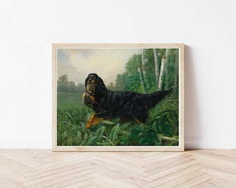 Gordon Setter Dog Portrait 1885 Oil Painting | Fine Art Print