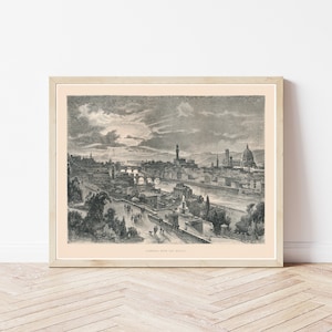Florence Italy Cityscape View 1877 Engraving Illustration | Fine Art Print