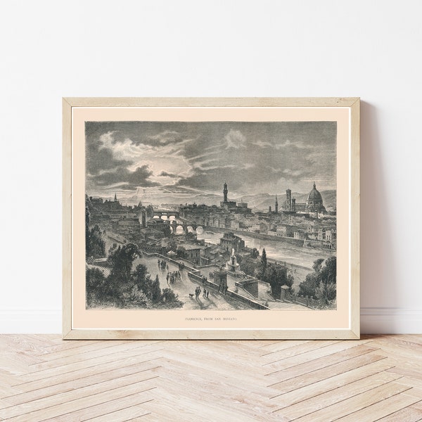 Florence Italy View 1877 Engraving Fine Art Print