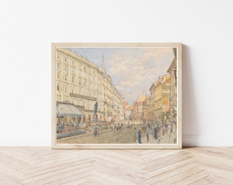 Vienna Austria Graben Street 1878 Watercolor Painting | Fine Art Print