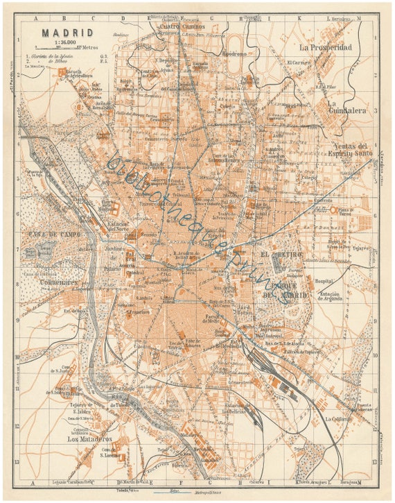 1913年スペイン・マドリード地図 | ファインアートプリント - Etsy 日本