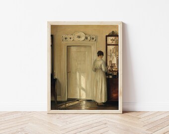 Woman in Interior Space Quiet Understated Portrait Circa 1900 Oil Painting | Fine Art Print