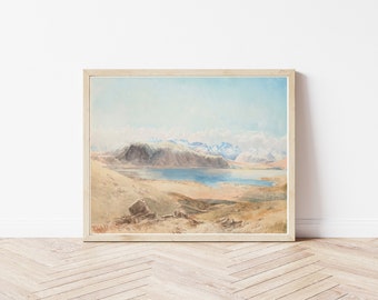 Lake Tekapo New Zealand View 1866 Watercolor Painting | Fine Art Print