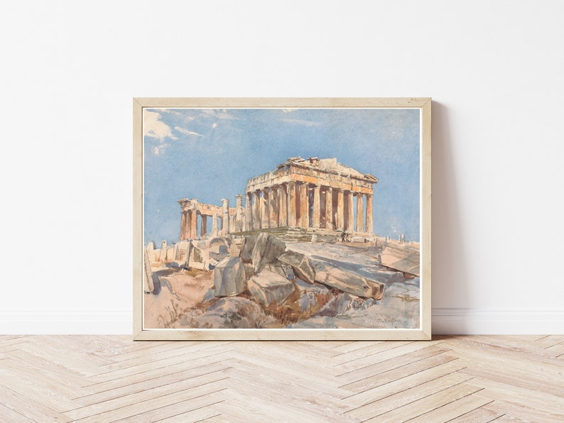 Parthenon Athens Greece Circa 1890 Watercolor Painting | Fine Art Print ...