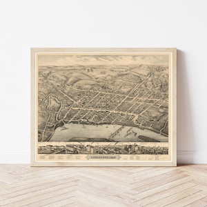 Middelown Turner-Karte von 1877 aus der Vogelschau | Fine Art Druck