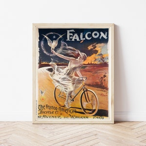 Art Nouveau Cycling Poster, Falcon Cycles 1896 Bicycle Advertisement | Fine Art Print