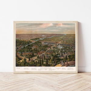 Philadelphia Pennsylvania 1876 Vogelansicht Karte | Fine Art Druck