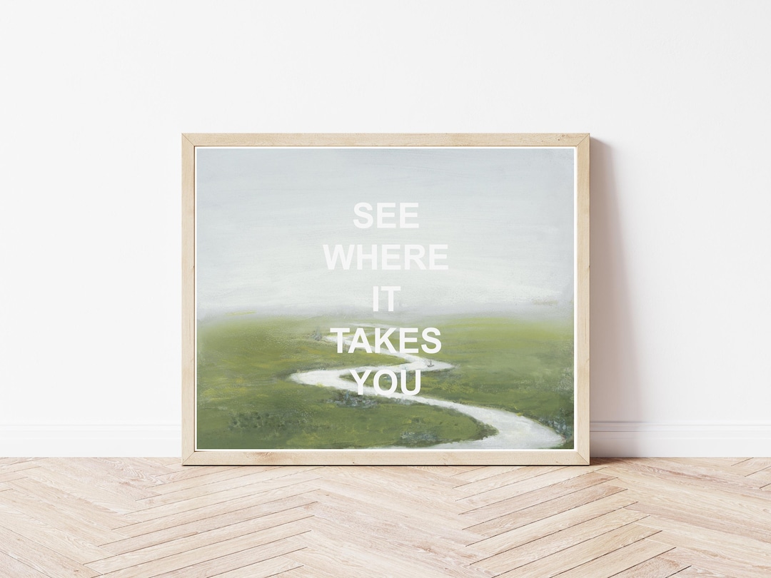 Vintage River Landscape Art Print: Motivational Quote Home Decor - Etsy