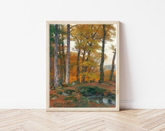 Deer in Forest Landscape Circa 1900 Oil Painting  | Fine Art Print
