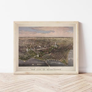 Washington DC 1880 Vogelansicht Karte | Fine Art Druck