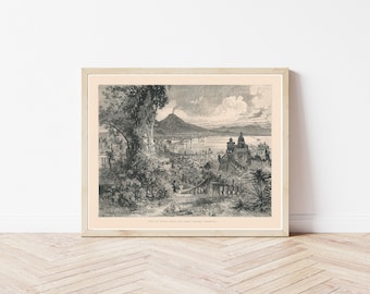 Naples Italy View 1877 Engraving Illustration | Fine Art Print