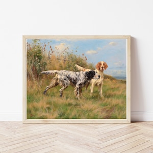 English Setter Dogs Portrait Circa 1890 Oil Painting | Fine Art Print