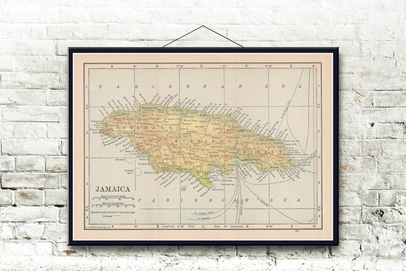 Jamaica 1908 Map Fine Art Print