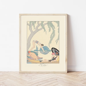 Art Deco 1920&#39;s Summer Beach Swimwear Fashion & Style 1925 Illustration | Fine Art Print