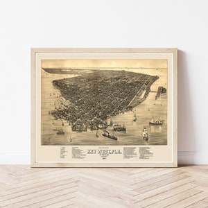Key West Florida 1884 Vogelansicht Karte | Fine Art Druck