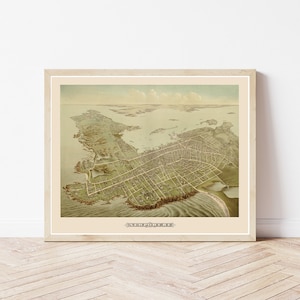 Newport Rhode Island 1878 Vogelansicht Karte | Fine Art Druck