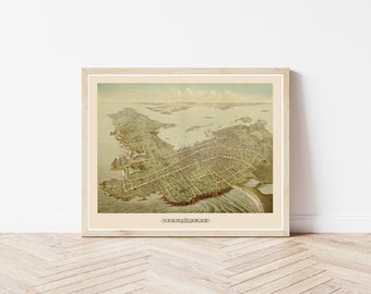 Newport Rhode Island 1878 Bird's Eye View Map | Fine Art Print