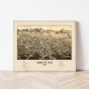 Santa Fe New Mexico 1882 Vogelansicht Karte | Fine Art Druck