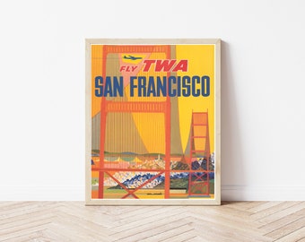 San Francisco "Fly TWA" 1957 Travel poster, Fine Art Print