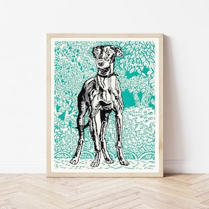 Greyhound Dog Portrait 1912 Lithograph Illustration | Fine Art Print