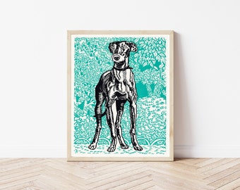 Greyhound Dog Portrait 1912 Lithograph Illustration | Fine Art Print