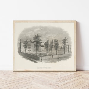 Brown University 1858 View Illustration | Fine Art Print