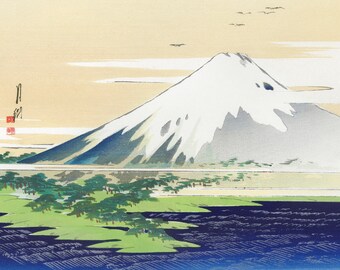 富士山 日本の景色 1910年 木版画 | ファインアートプリント - Etsy 日本