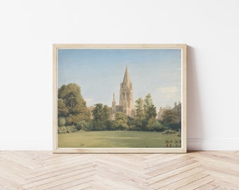 Christ Church Oxford Print: 1825 England View, Fine Art Reproduction