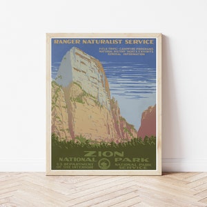 Zion National Park 1936 National Park Service WPA Travel Poster | Fine Art Print
