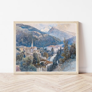 Bad Gastein Austria View 1911 Watercolor Painting | Fine Art Print