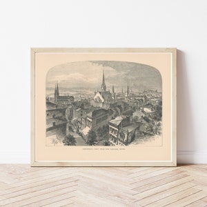 Ilustração de gravura de Cincinnati, Ohio, vista de 1874 | Impressão de belas artes