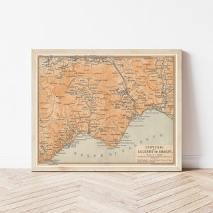 Salerno & Amalfi Italy Amalfi Coast 1909 Map | Fine Art Print