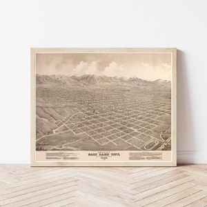 Salt Lake City Utah 1875 Vogelansicht Karte | Fine Art Druck