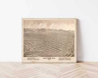 Salt Lake City Utah 1875 Bird's Eye View Map | Fine Art Print