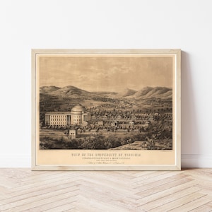 Universität von Virginia Charlottesville Virginia 1856 Vogelansicht Lithograph Illustration | Fine Art Druck
