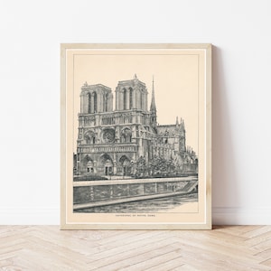 Catedral de Notre Dame, París, Francia, 1892, grabado, ilustración o impresión de bellas artes